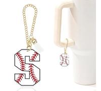 Baseball Letter Charm Accessories for Stanley Cup Baseball Initial Keychain Charm for Stanley Tumbler,Purse Backpack,Baseball Gifts for Teen Boys Girls Team Mom Coach Athlete