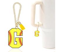 Baseball Letter Charm Accessories for Stanley Cup Baseball Initial Keychain Charm for Stanley Tumbler,Purse Backpack,Baseball Gifts for Teen Boys Girls Team Mom Coach Athlete