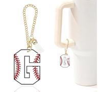 Baseball Letter Charm Accessories for Stanley Cup Baseball Initial Keychain Charm for Stanley Tumbler,Purse Backpack,Baseball Gifts for Teen Boys Girls Team Mom Coach Athlete