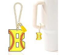 Baseball Letter Charm Accessories for Stanley Cup Baseball Initial Keychain Charm for Stanley Tumbler,Purse Backpack,Baseball Gifts for Teen Boys Girls Team Mom Coach Athlete