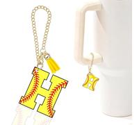 Baseball Letter Charm Accessories for Stanley Cup Baseball Initial Keychain Charm for Stanley Tumbler,Purse Backpack,Baseball Gifts for Teen Boys Girls Team Mom Coach Athlete