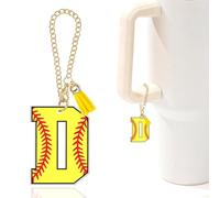 Baseball Letter Charm Accessories for Stanley Cup Baseball Initial Keychain Charm for Stanley Tumbler,Purse Backpack,Baseball Gifts for Teen Boys Girls Team Mom Coach Athlete