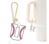 Baseball Letter Charm Accessories for Stanley Cup Baseball Initial Keychain Charm for Stanley Tumbler,Purse Backpack,Baseball Gifts for Teen Boys Girls Team Mom Coach Athlete