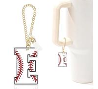 Baseball Letter Charm Accessories for Stanley Cup Baseball Initial Keychain Charm for Stanley Tumbler,Purse Backpack,Baseball Gifts for Teen Boys Girls Team Mom Coach Athlete
