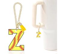 Baseball Letter Charm Accessories for Stanley Cup Baseball Initial Keychain Charm for Stanley Tumbler,Purse Backpack,Baseball Gifts for Teen Boys Girls Team Mom Coach Athlete