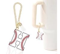 Baseball Letter Charm Accessories for Stanley Cup Baseball Initial Keychain Charm for Stanley Tumbler,Purse Backpack,Baseball Gifts for Teen Boys Girls Team Mom Coach Athlete