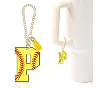 Baseball Letter Charm Accessories for Stanley Cup Baseball Initial Keychain Charm for Stanley Tumbler,Purse Backpack,Baseball Gifts for Teen Boys Girls Team Mom Coach Athlete