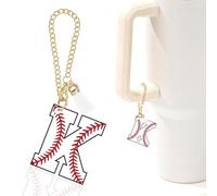 Baseball Letter Charm Accessories for Stanley Cup Baseball Initial Keychain Charm for Stanley Tumbler,Purse Backpack,Baseball Gifts for Teen Boys Girls Team Mom Coach Athlete