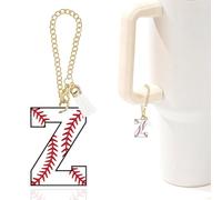 Baseball Letter Charm Accessories for Stanley Cup Baseball Initial Keychain Charm for Stanley Tumbler,Purse Backpack,Baseball Gifts for Teen Boys Girls Team Mom Coach Athlete