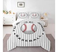 Baseball Letter Small Double Duvet 10.5 Tog Stripes Microfibre Coverless Duvet Suitable for All Seasons Comfortable Reversible Washable Small Double Quilt with 2 Pillowcase YUd651