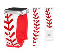 Baseball Line Engraved Bands Compatible with Apple Watch Band 38mm 40mm 41mm 42mm, Two-Tone Silicone Strap Wristbands Compatible with iWatch Series 11 10 9 8 7 6 5 4 SE 3 2 1 Ultra for Women Men