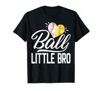 Baseball Lover Funny Ball Heart Baseball Softball Little Bro T-Shirt