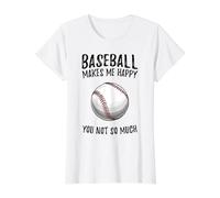 Baseball Makes Me Happy You Not So Much Value Graphic T-Shirt, Women, White, L
