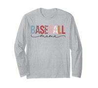Baseball Mama Leopard Floral Ball Game Mom Long Sleeve T-Shirt