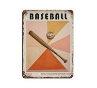Baseball Mid Century Print Bauhaus Sport Tin Sign Vintage Metal Pub Club Cafe Bar Home Wall Art Decoration Poster Retro 12x16inch(30x40cm)
