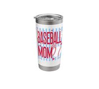 Baseball Mom Retro Patriotic Striped Bow Stainless Steel Insulated Tumbler