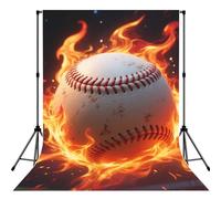 Baseball On Fire Backdrop for Photography,5x7ft Backdrop Picture Back Drop Banner Personalized Photo Backdrops Curtain for Fireplace Home Decoration Newborn Birthday Wedding Party