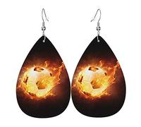 Baseball On Fire Leather Earrings For Women Dangle Earring Drop Pendant With Hook Gifts For Adult Girl