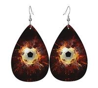 Baseball On Fire Leather Earrings For Women Dangle Earring Drop Pendant With Hook Gifts For Adult Girl