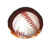 Baseball On Fire Waterproof Shower Cap,Elastic Bathing Hair Cap Environmental Protection Hair Bath Caps, Double WaterproofBathing Shower Hat