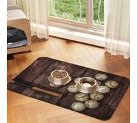 Baseball On Wooden Print Pet Feeding Mat For Dogs & Cats Absorbent Waterproof Dog Food Mat Non-Slip Pet Bowl Placemat Quick Dry Floor Protector Leather Tablecloth