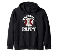 Baseball Pappy Distressed Vintage Funny Grandpa Game Day Zip Hoodie
