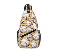 Baseball Pattern Softball Ball Sport Design Unisex Chest Sling Bag With Multi-Pocket Design,Large Capacity Crossbody Bag Durable Polyester Adjustable Strap For Daily Commute Travel