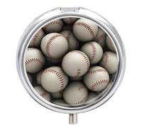 Baseball Pill Box Round Pill Case for Purse & Pocket 3 Compartment Medicine Pill Organizer Portable Travel Pillbox Medicine Vitamin Cod Liver Oil Storage Box