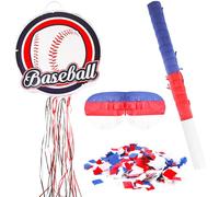 Baseball Pinata Set includes 13 x 13 x 2.7 inch Large Baseball Party Pinata Bat Blindfold Confetti Baseball Party Game for Boys Girls Birthday Sports Theme Decorations