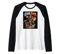 Baseball Pitcher Grim Reaper Game Over Skeleton Raglan Baseball Tee