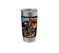 Baseball Pitcher Grim Reaper Game Over Skeleton Stainless Steel Insulated Tumbler