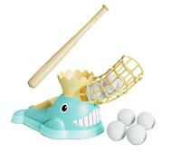Baseball Pitching Game - Adjustable Foot Operated Launcher Training Equipment | Portable Practice Machine For Indoor Outdoor Sports, Whale Design Toy For Kids Adults Family Backyard Activities