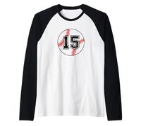 Baseball Player #15 Baseball Parent Jersey Number 15 Raglan Baseball Tee