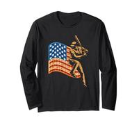 Baseball Player Batter Waffle American Flag Food Long Sleeve T-Shirt