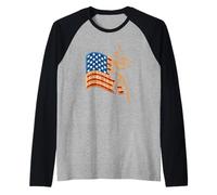 Baseball Player Batter Waffle American Flag Food Raglan Baseball Tee
