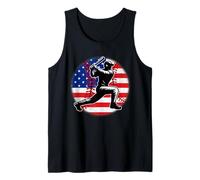 Baseball Player Retro American Flag USA Patriotic Tank Top