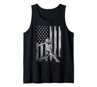 Baseball Player USA American Flag 4th of July Patriotic Tank Top