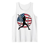 Baseball Player USA American Flag 4th of July Patriotic Tank Top