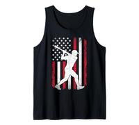 Baseball Player Vintage American Flag 4th of July Patriotic Tank Top
