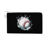 Baseball Print Coin Purse Cute Change Pouch Wallet Clutch Bag with Zip