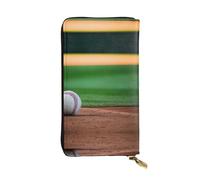 Baseball Print Leather Long Clutch Wallet â€“ Fashionable Personalized Wallet, Multiple Card Slots, Gift Ready, Black, One Size