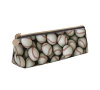 Baseball Print Triangular Pencil Case Large-Capacity Stationery Organizer Commute Supplies Pouch