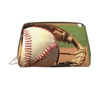 Baseball Print Women Travel Cosmetic Bag Organizer Zipper Makeup Bags Pouch Toiletry,Lightweight Leather Makeup Bag