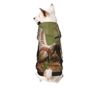 Baseball Printed Dog Hoodie Soft Dog Sweatshirt Cute Cat Dog Clothes for Small Dogs Kitten Puppy, 2XL