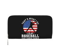 Baseball Quotes Saying That's What I Do American Flag PU Leather Wallet for Women Men Credit Card Wallet Long Clutch Purse Around Zipper Wallets