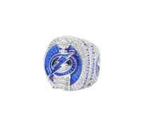 Baseball Rings, 2020 NHL Lightning Championship Ring Replica with Cubic Zirconia Wooden Gift Box Collection Keepsake