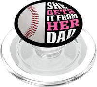 Baseball Saying She Gets It From Her Dad Funny Baseball Dad PopSockets PopGrip for MagSafe