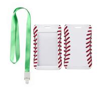 Baseball Seams ID Card Holder with Green Lanyard, Pass Holder Lanyard, Vertical Name Badges Protector for Student, Vertical ID Cards Protector for Teacher, Nurse Essentials Paramedic Accessories