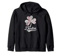 Baseball Shamrock Lucky Clover Boston St Patrick's Day Irish Zip Hoodie