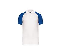 Baseball > Short-Sleeved Polo Shirt - White/Royal Blue, M, Men